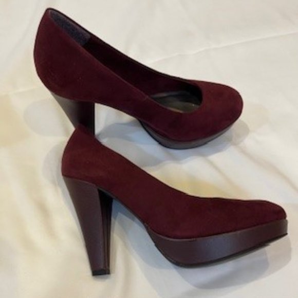K Studio - Suede Platform Heels (Burgundy) - Picture 1 of 5